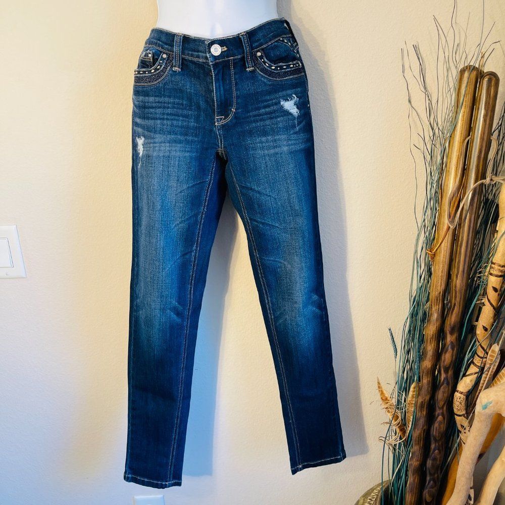 White House Black Market Slim Ankle Jeans Embellished Pocket 00